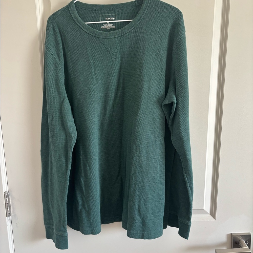 Sonoma Green Long Sleeve Tee Soft Cotton Crew